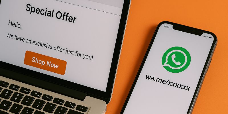 Add short WhatsApp links to marketing emails to increase engagement and direct conversions.